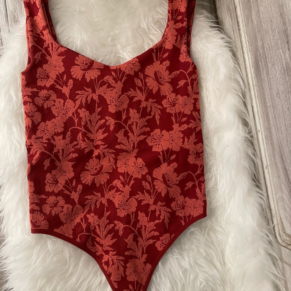 NWT Free People Clean Lines Bodysuit in Red